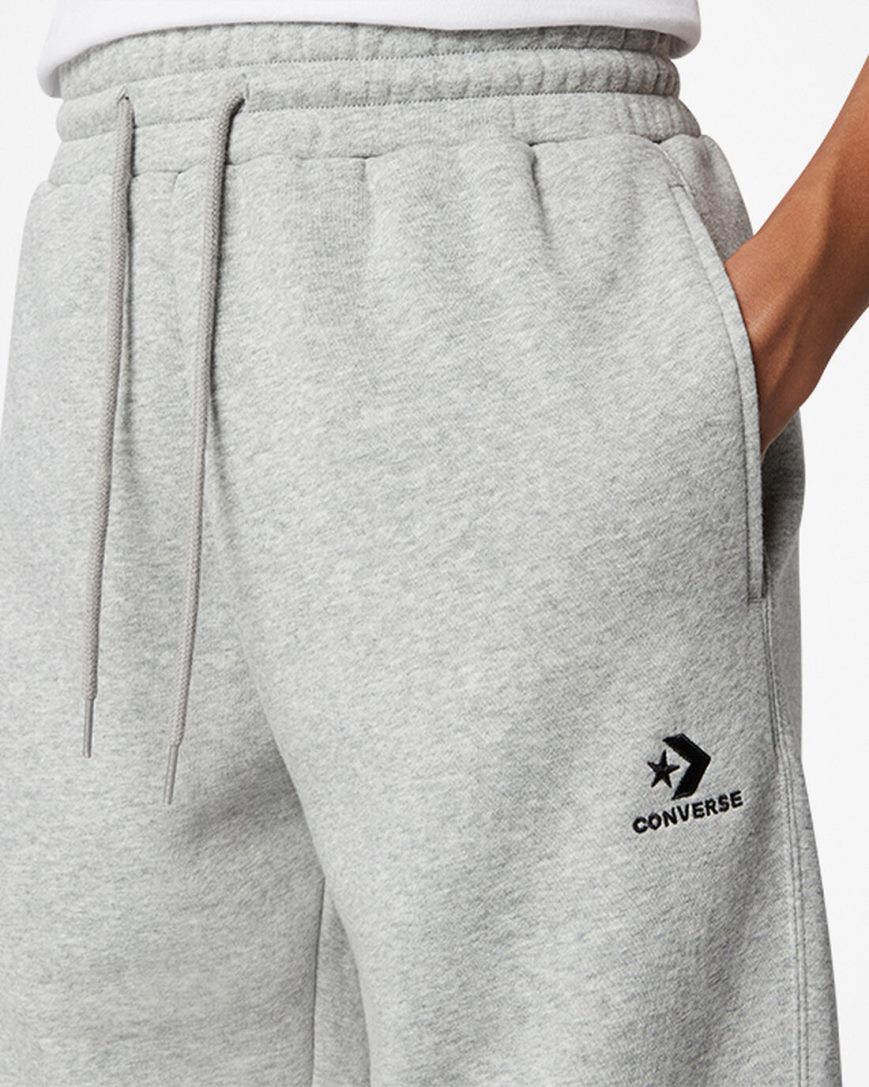 Men's Converse Go-To Embroidered Star Chevron Standard Fit Fleece Sweatpants Grey | AU 16034D